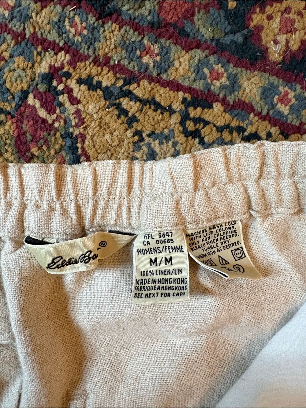 Eddie Bauer Women's Light Tan Linen-Blend Elastic Waist Trousers - Picture 3 of 3